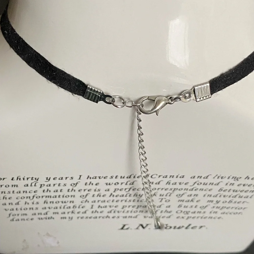 Hot Topic black crescent moon enamel charm necklace